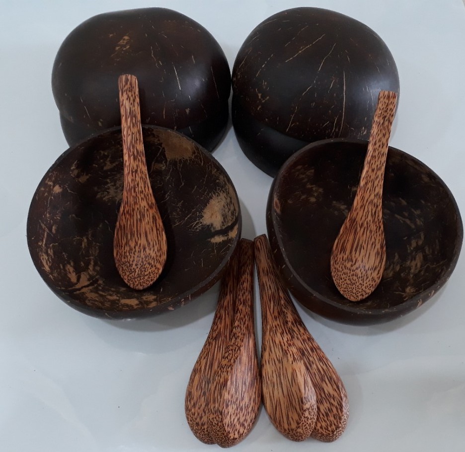 Bộ 6 chén gáo và muỗng gỗ dừa mỹ nghệ