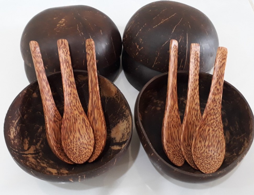Bộ 6 chén gáo và muỗng gỗ dừa mỹ nghệ