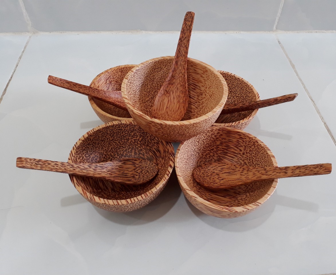 Combo muỗng thìa chén gỗ dừa mỹ nghệ