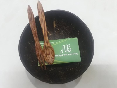 Combo 5 bát gáo dừa muỗng gỗ dừa 12cm